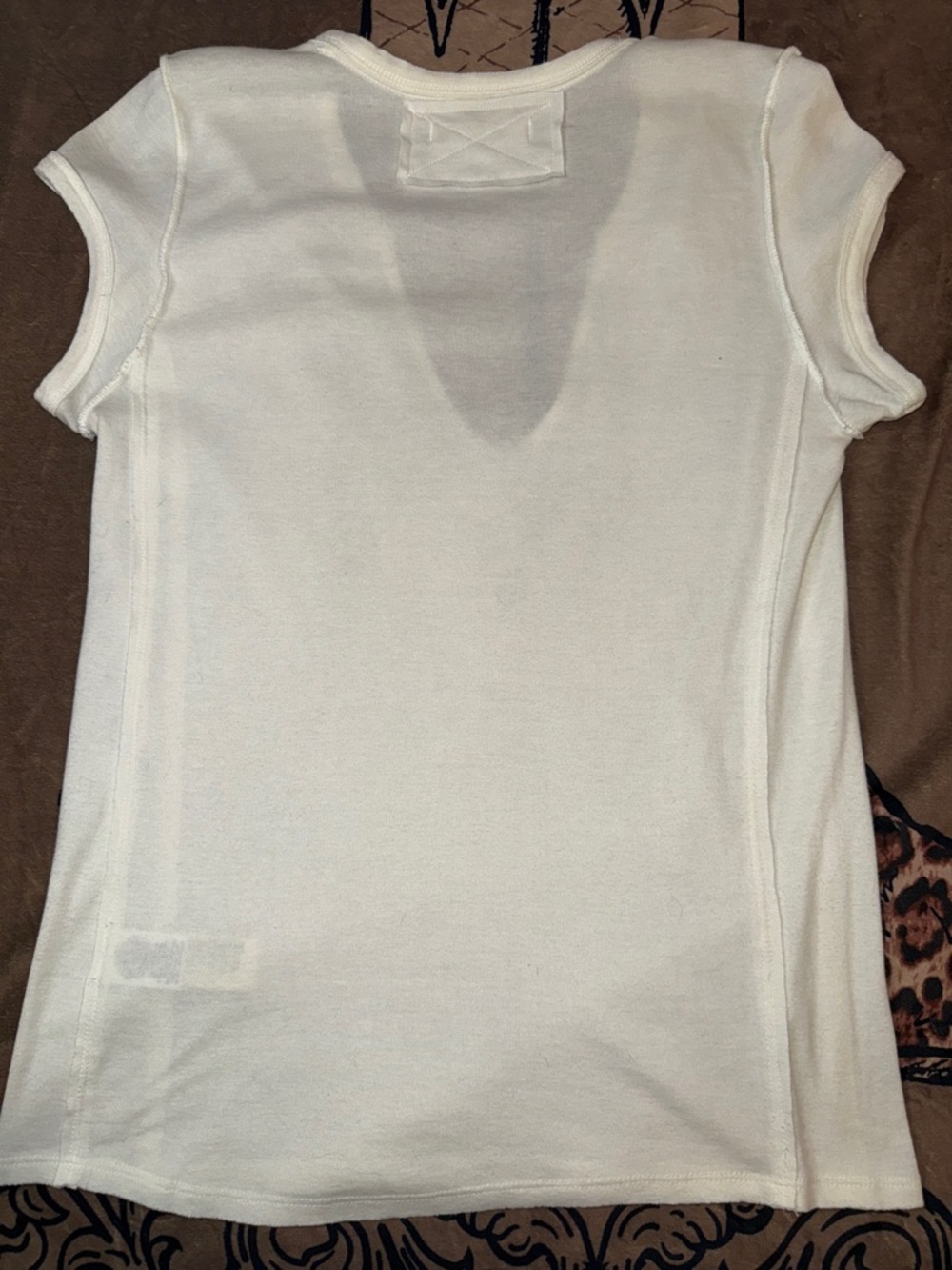 We The Free Ivory Deep V Short Sleeve Tee - Picture 6 of 10